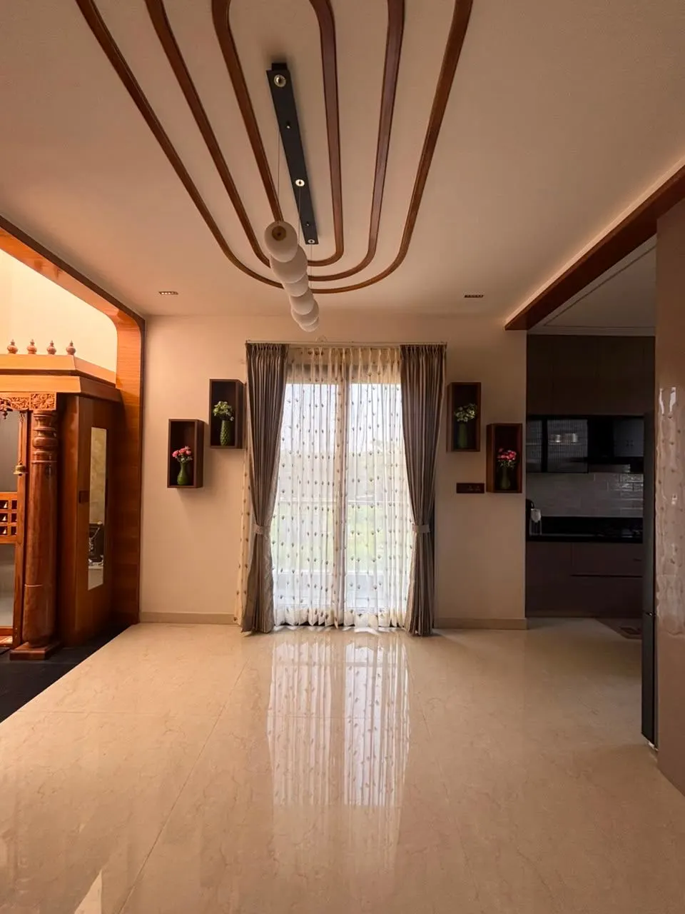 Hall with feature ceiling, Residential project, Anjanapura